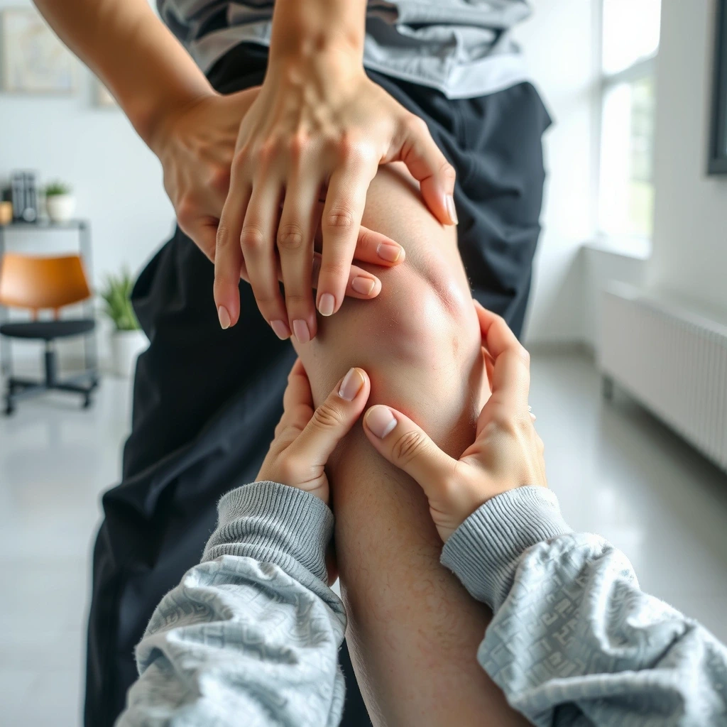 Terapis melakukan terapi manual pada pasien